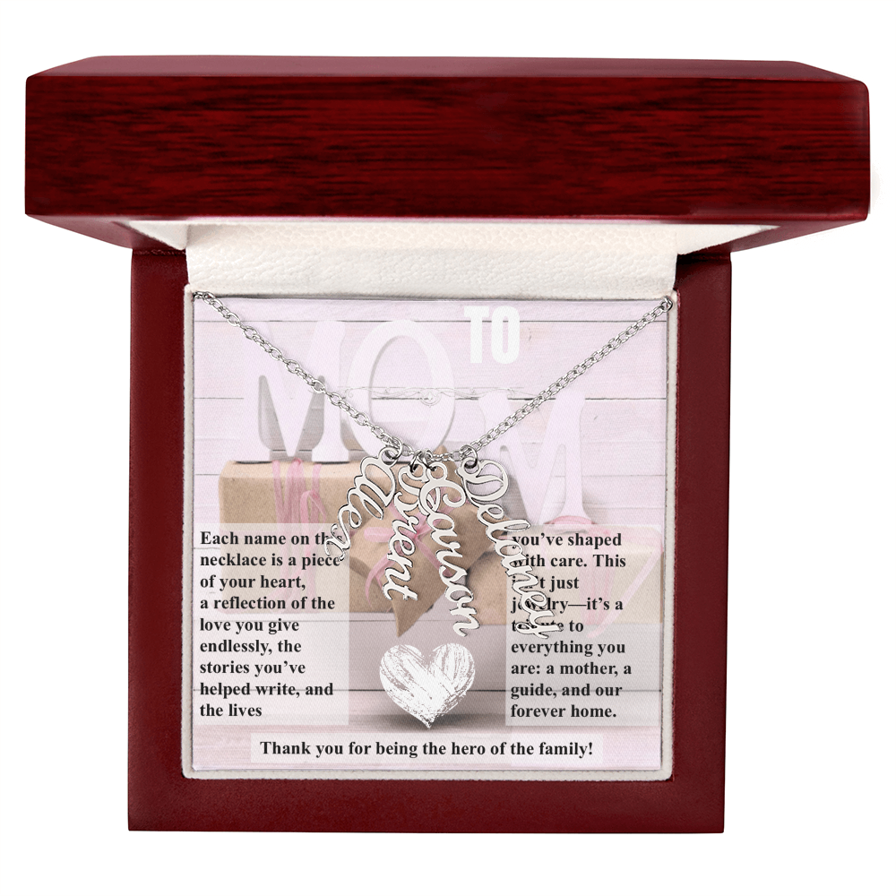 To Mom, The Hero of The Family_Name Necklace (Up to 4 names)