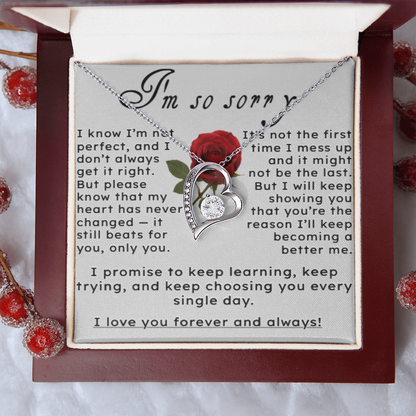 I'm So Sorry.. I Love You Forever and Always Heart Necklace