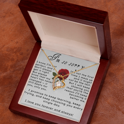 I'm So Sorry.. I Love You Forever and Always Heart Necklace