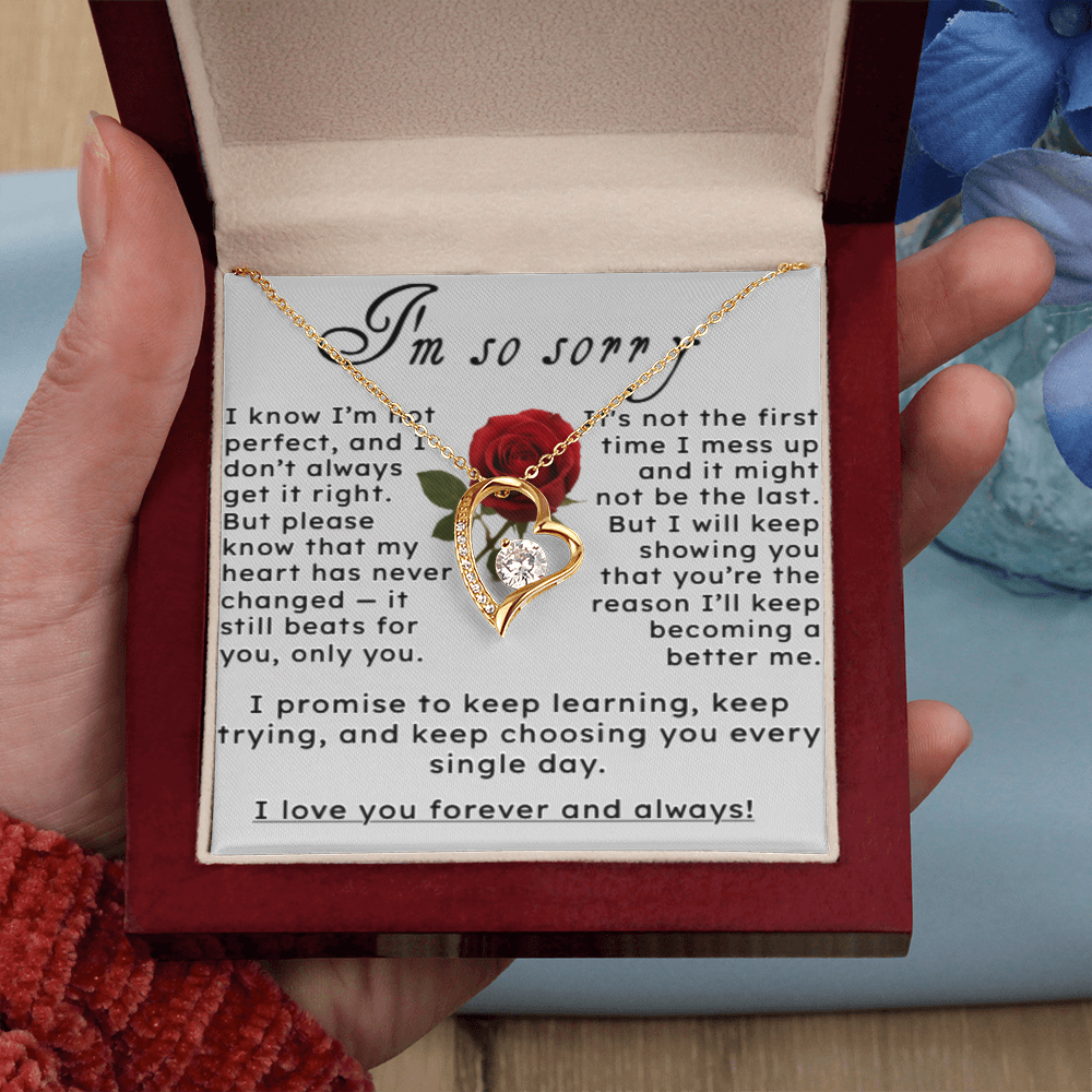 I'm So Sorry.. I Love You Forever and Always Heart Necklace