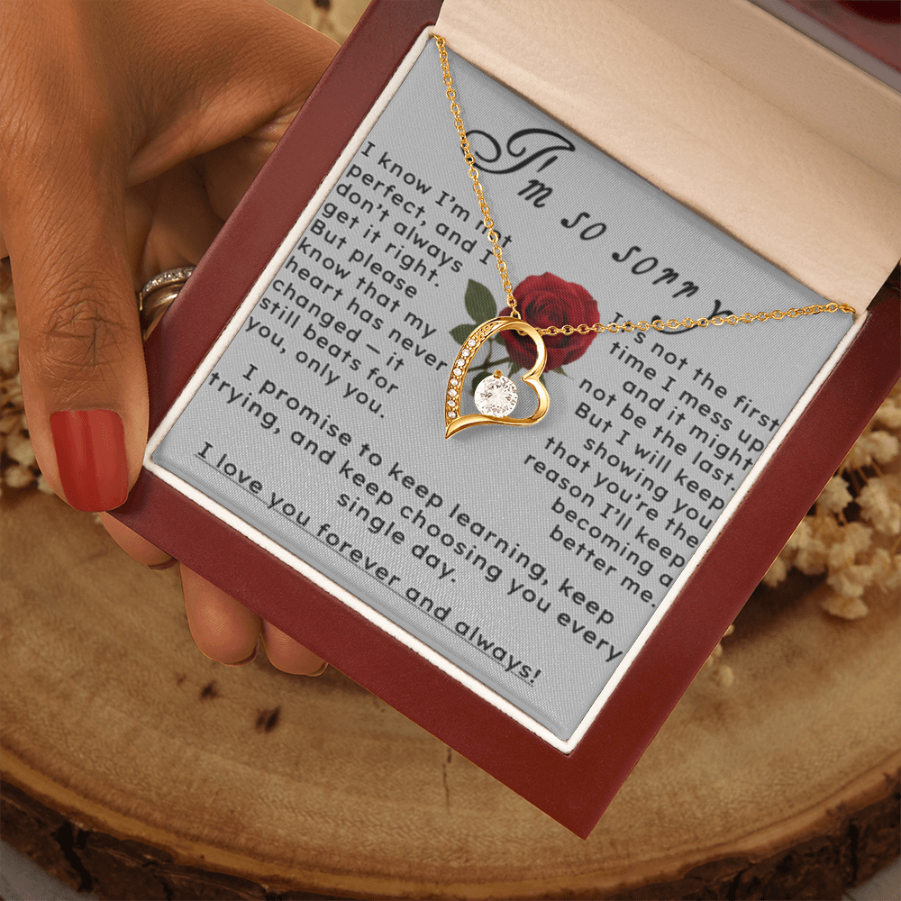 I'm So Sorry.. I Love You Forever and Always Heart Necklace