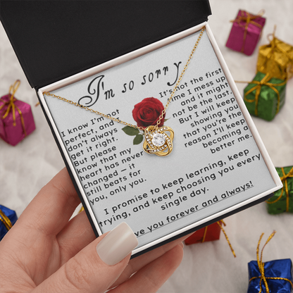 I'm So Sorry.. I Love You Forever and Always Love Knot Necklace