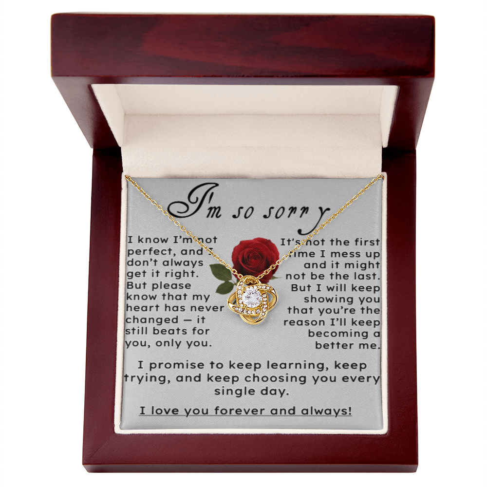 I'm So Sorry.. I Love You Forever and Always Love Knot Necklace