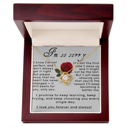 I'm So Sorry.. I Love You Forever and Always Love Knot Necklace