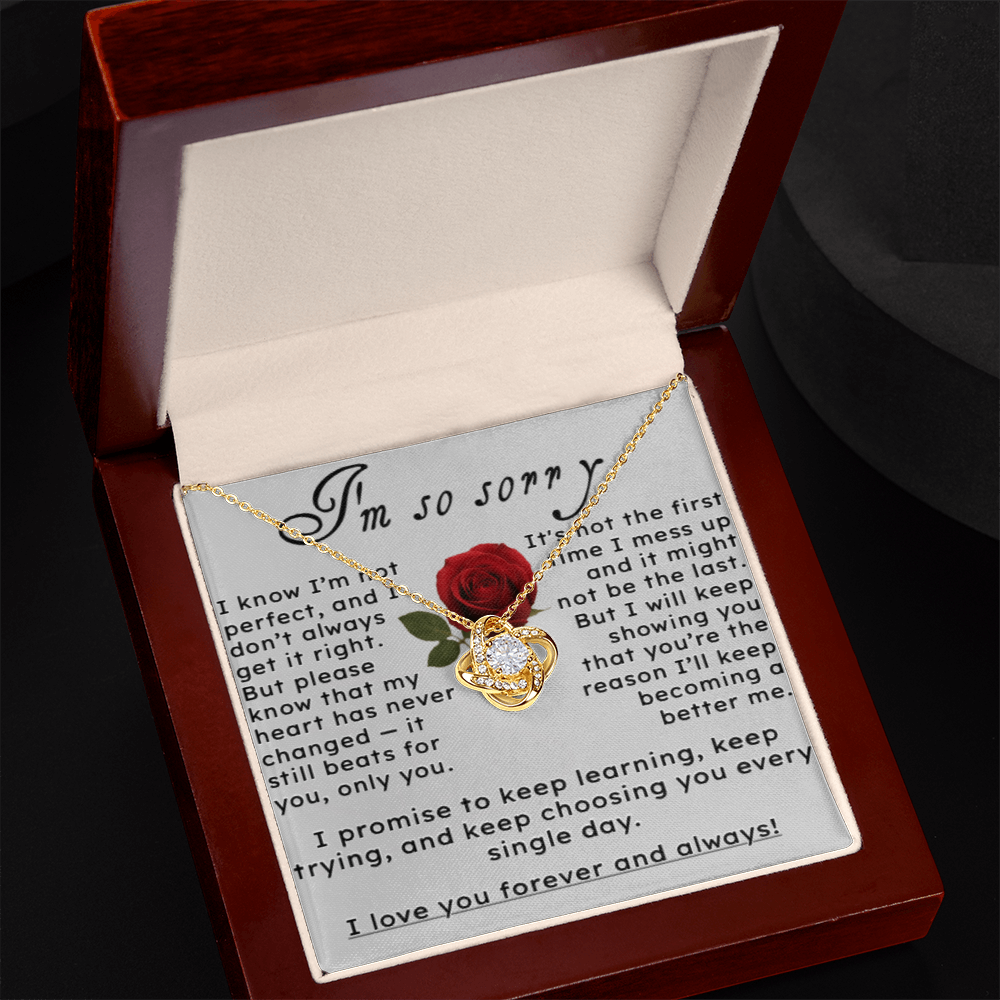 I'm So Sorry.. I Love You Forever and Always Love Knot Necklace