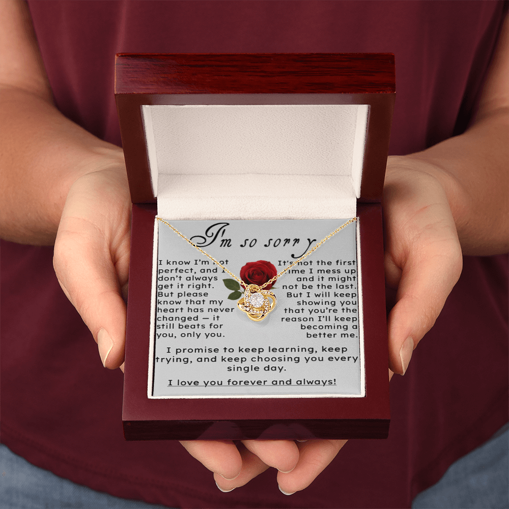 I'm So Sorry.. I Love You Forever and Always Love Knot Necklace