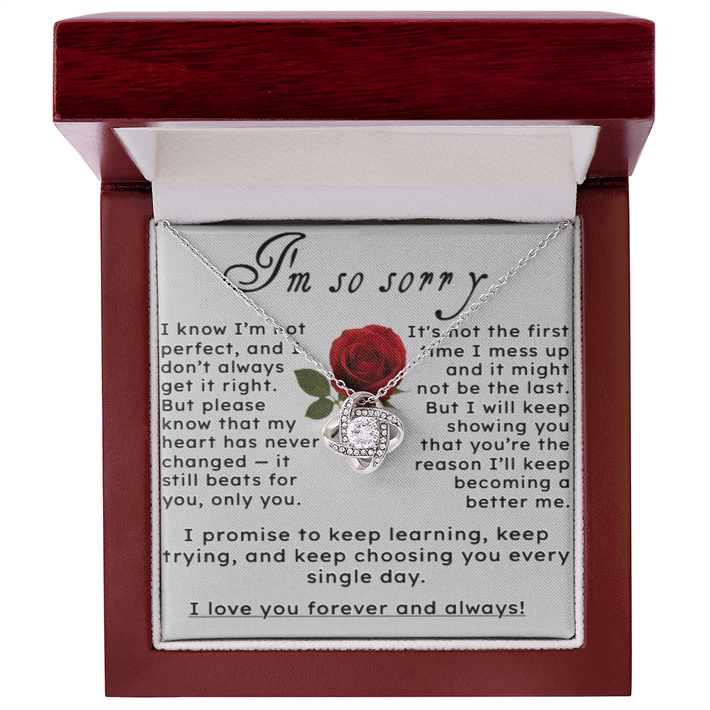 I'm So Sorry.. I Love You Forever and Always Love Knot Necklace