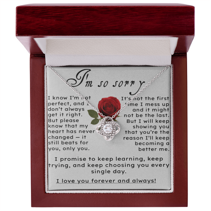 I'm So Sorry.. I Love You Forever and Always Love Knot Necklace