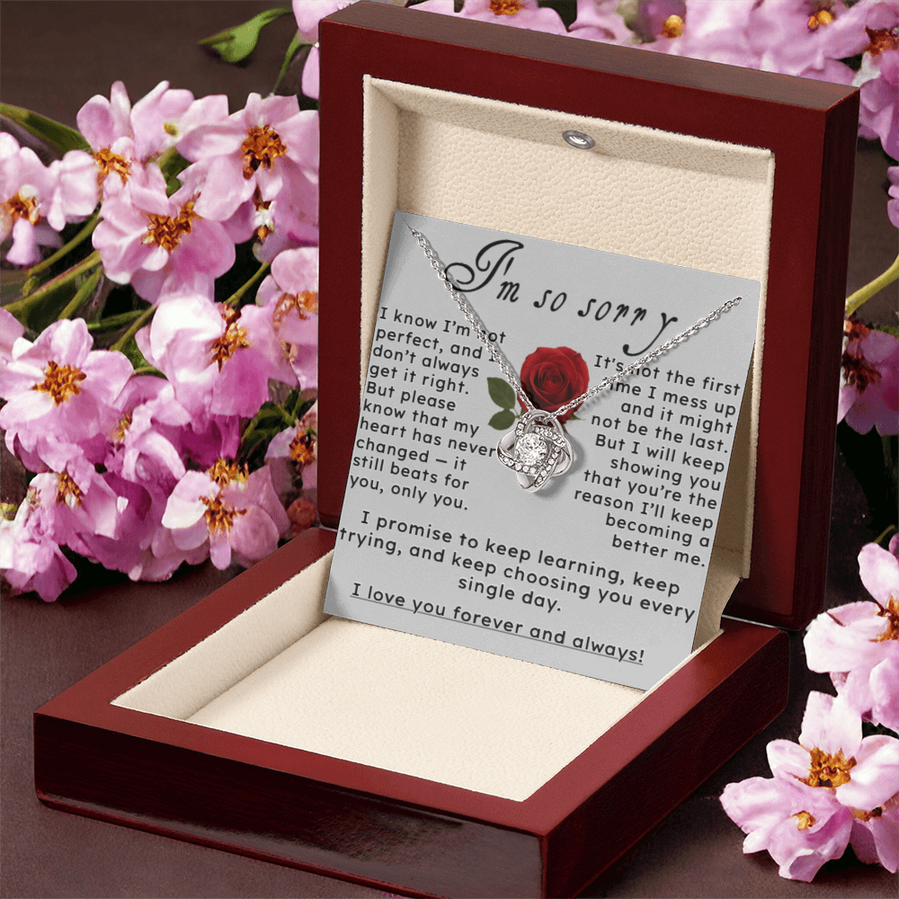 I'm So Sorry.. I Love You Forever and Always Love Knot Necklace