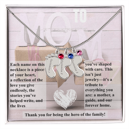 To mom, The Hero of the Family_Feet Necklace (Up to 4 names)