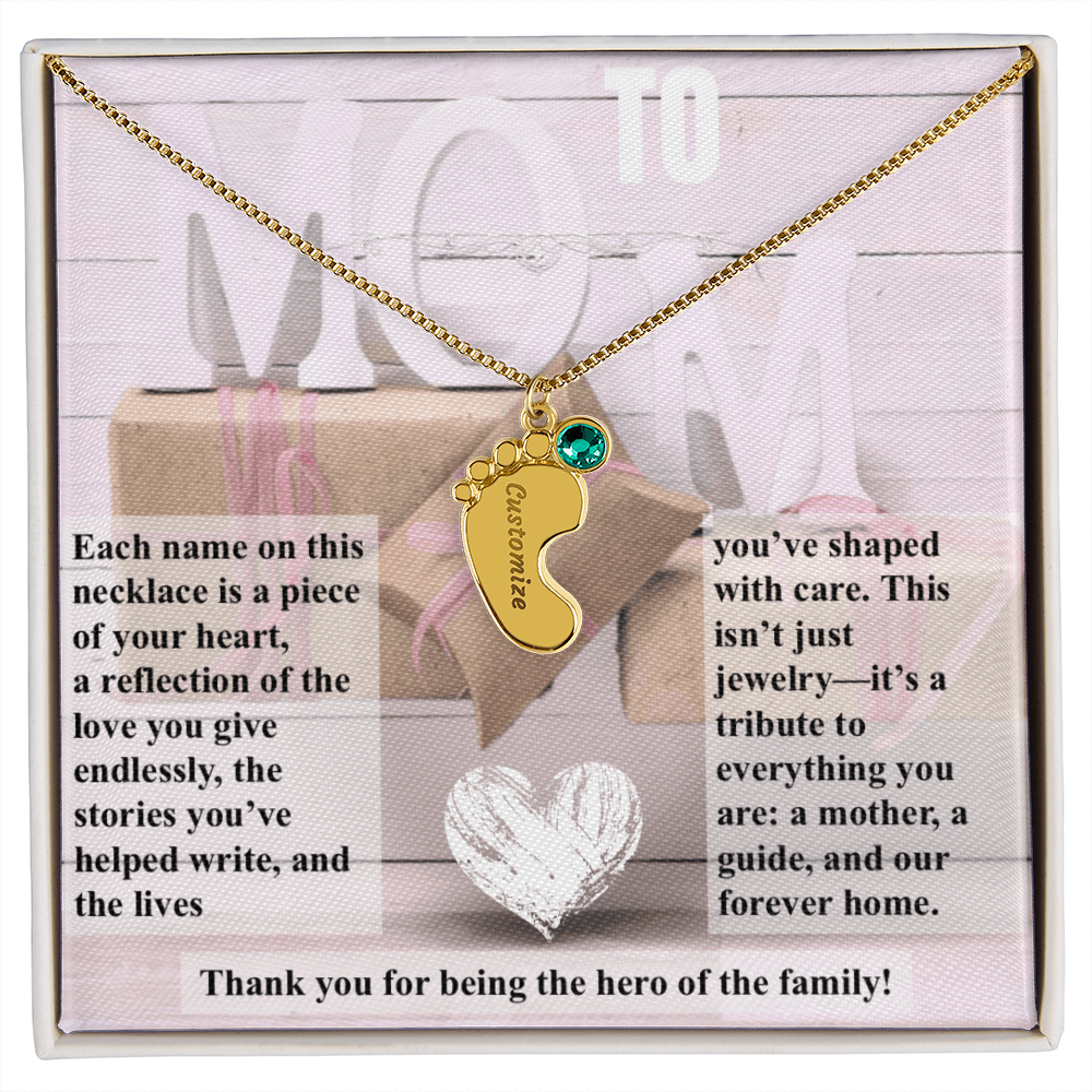 To mom, The Hero of the Family_Feet Necklace (Up to 4 names)