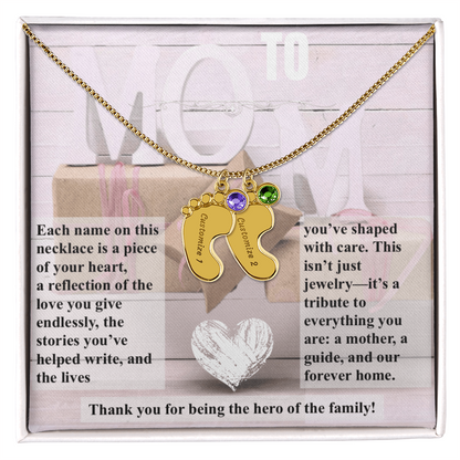 To mom, The Hero of the Family_Feet Necklace (Up to 4 names)