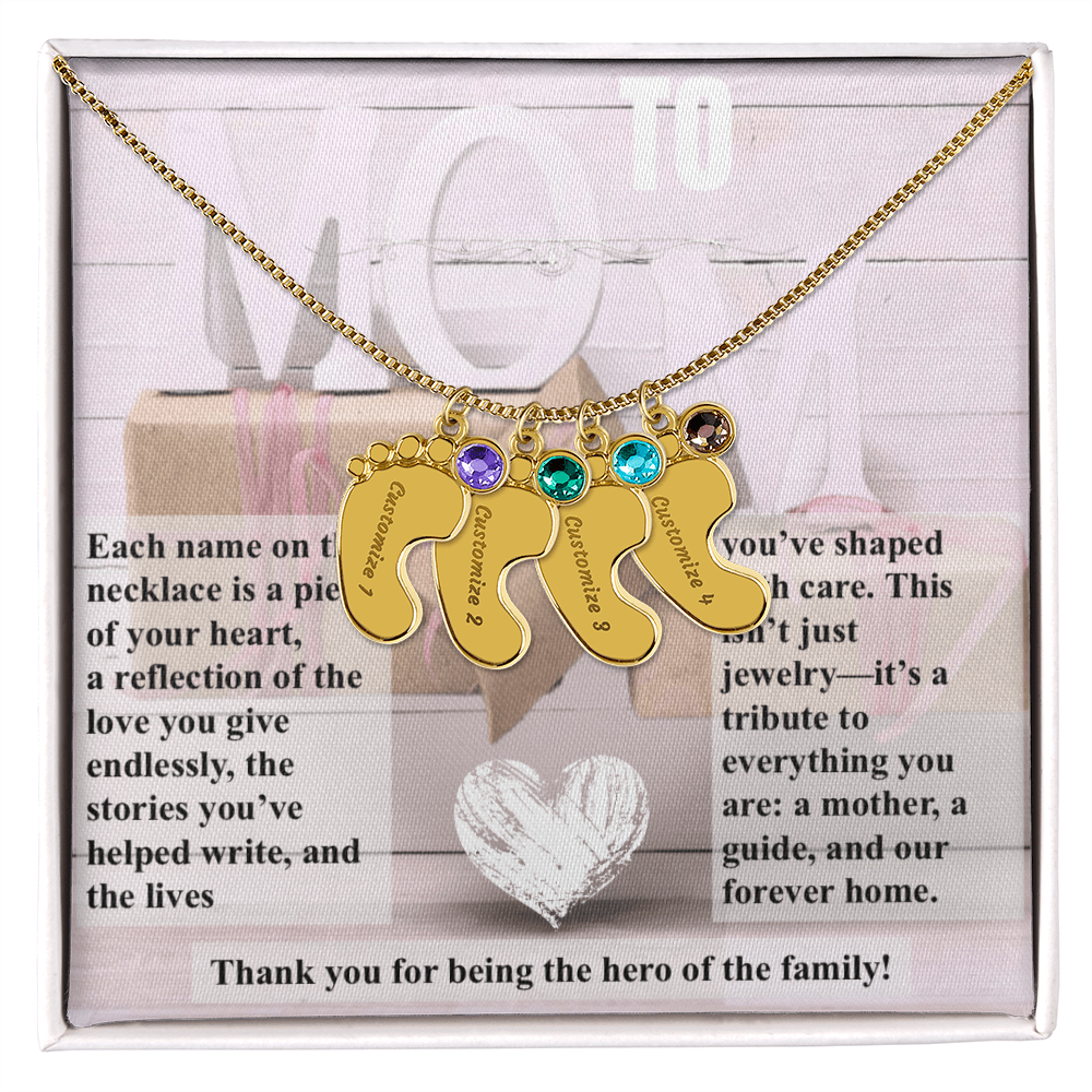 To mom, The Hero of the Family_Feet Necklace (Up to 4 names)