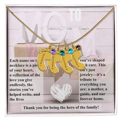 To mom, The Hero of the Family_Feet Necklace (Up to 4 names)