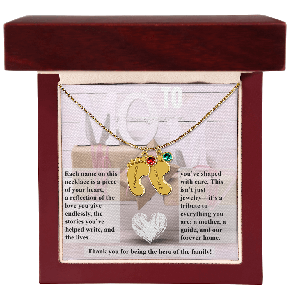 To mom, The Hero of the Family_Feet Necklace (Up to 4 names)