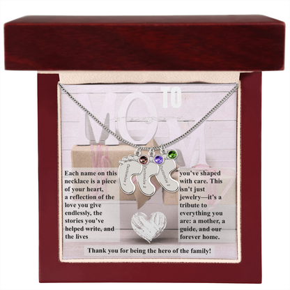 To mom, The Hero of the Family_Feet Necklace (Up to 4 names)