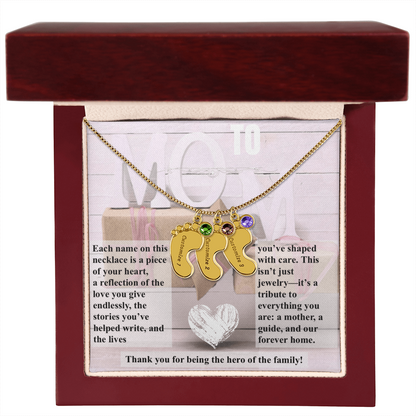To mom, The Hero of the Family_Feet Necklace (Up to 4 names)