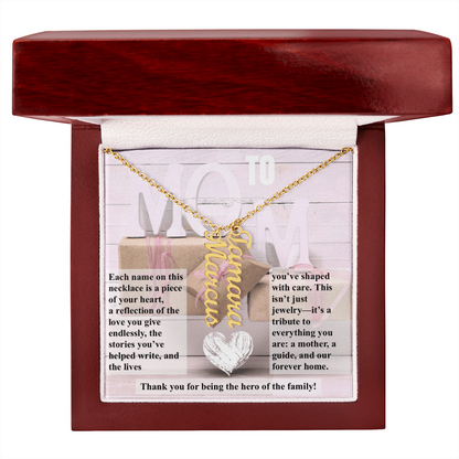 To Mom, The Hero of The Family_Name Necklace (Up to 4 names)