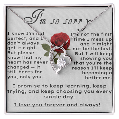I'm So Sorry.. I Love You Forever and Always Heart Necklace