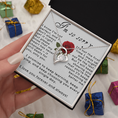 I'm So Sorry.. I Love You Forever and Always Heart Necklace