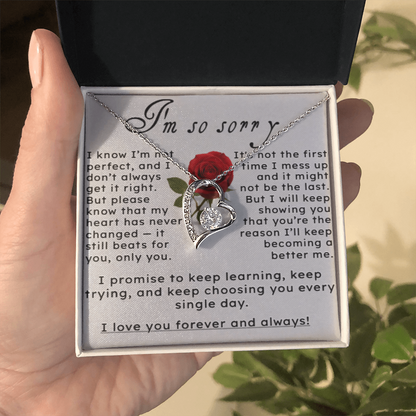 I'm So Sorry.. I Love You Forever and Always Heart Necklace