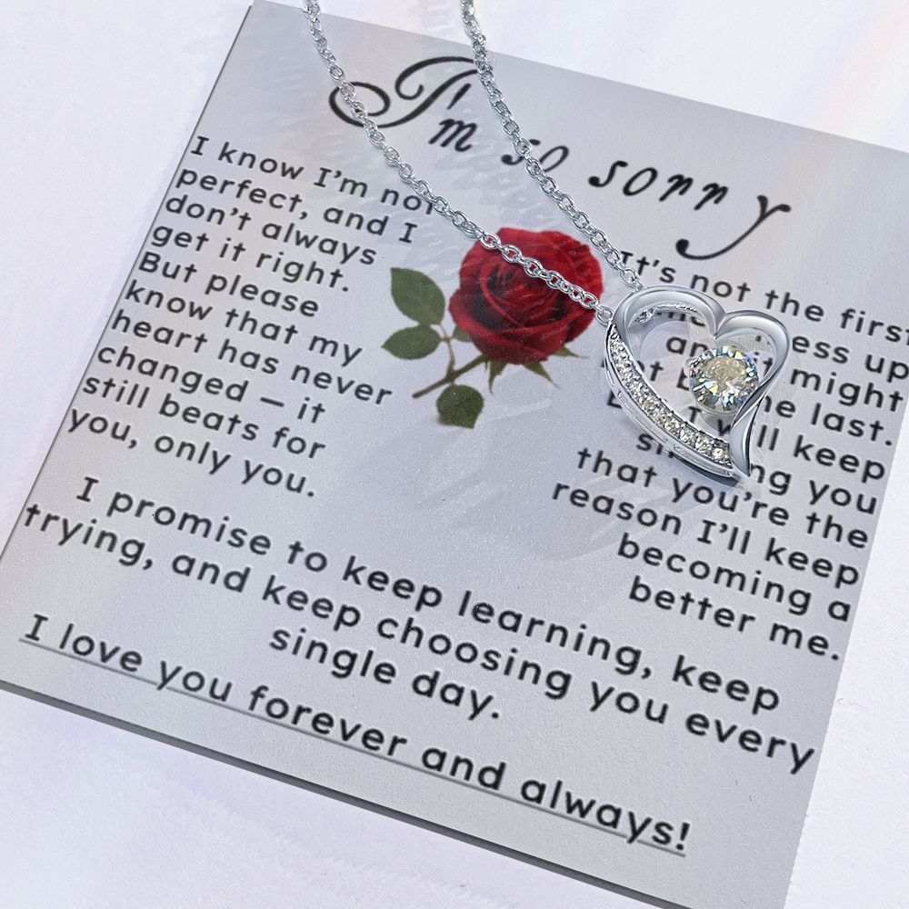 I'm So Sorry.. I Love You Forever and Always Heart Necklace