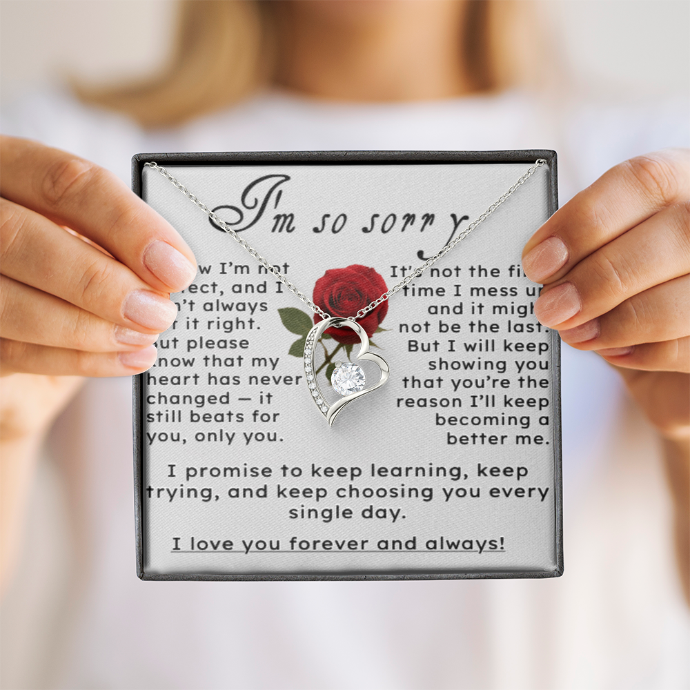 I'm So Sorry.. I Love You Forever and Always Heart Necklace