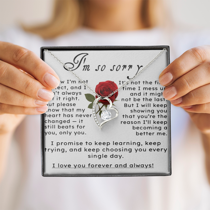 I'm So Sorry.. I Love You Forever and Always Heart Necklace