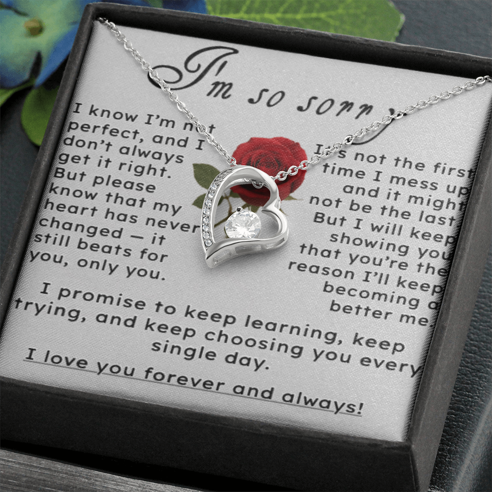 I'm So Sorry.. I Love You Forever and Always Heart Necklace