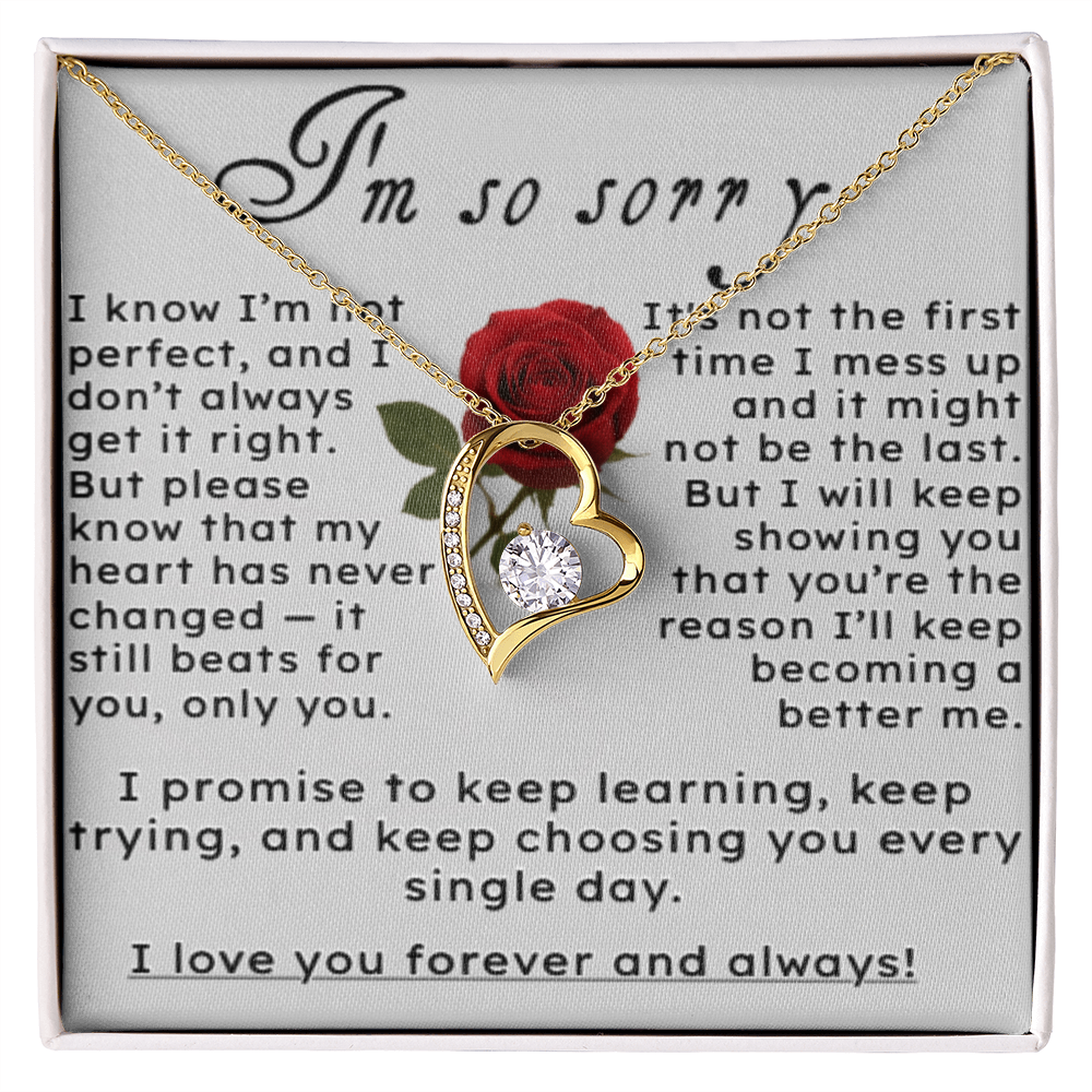 I'm So Sorry.. I Love You Forever and Always Heart Necklace