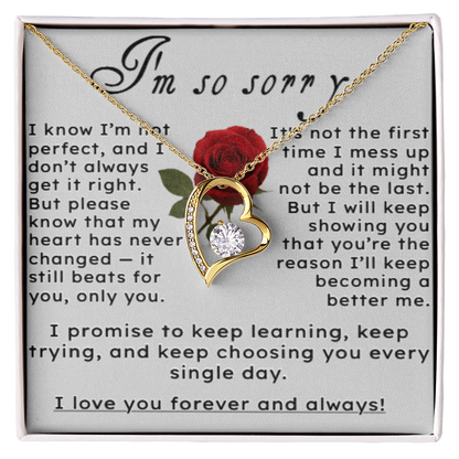 I'm So Sorry.. I Love You Forever and Always Heart Necklace