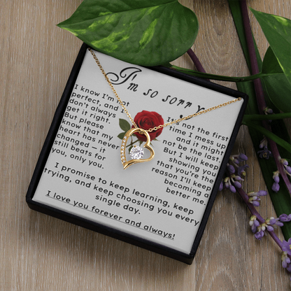 I'm So Sorry.. I Love You Forever and Always Heart Necklace
