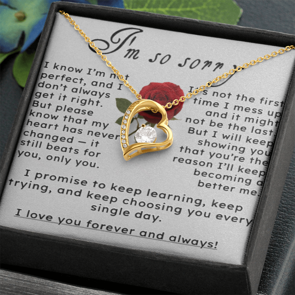 I'm So Sorry.. I Love You Forever and Always Heart Necklace
