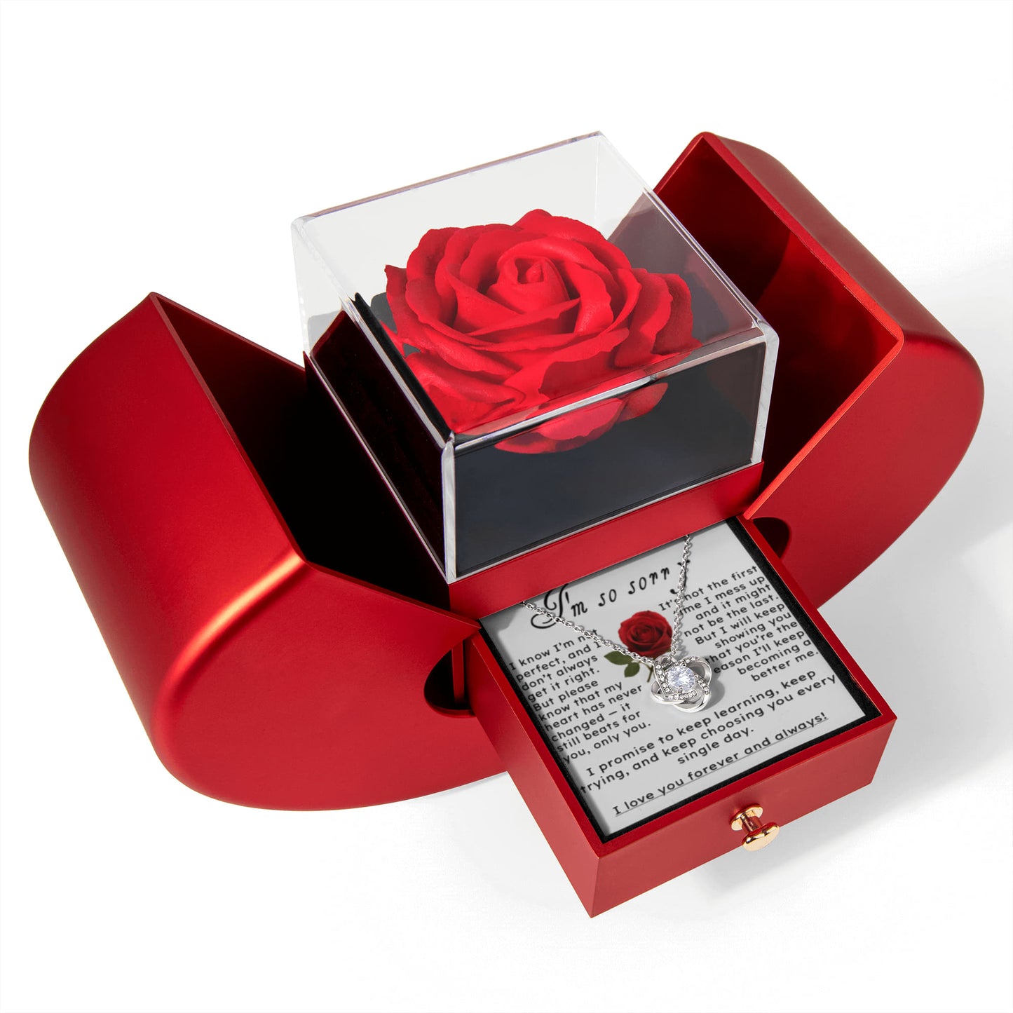 I'm sorry.. Rose and Love knot Necklace Gift Set,