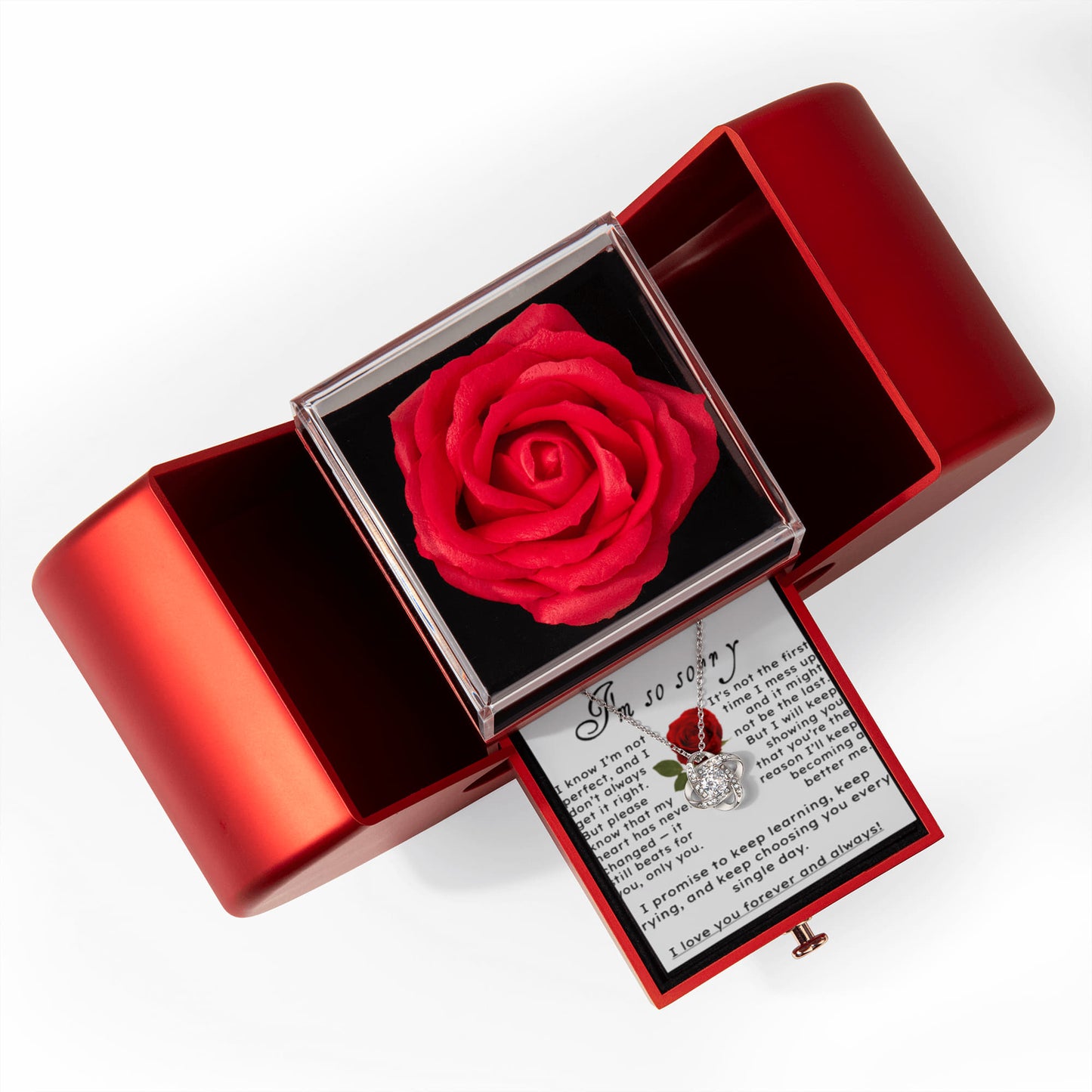I'm sorry.. Rose and Love knot Necklace Gift Set,