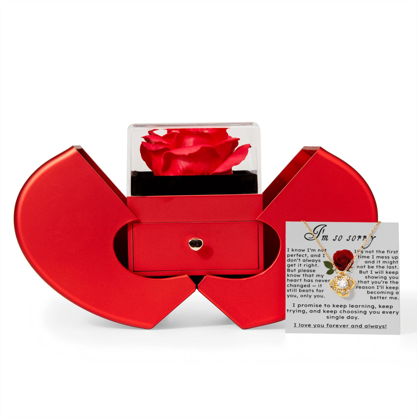 I'm sorry.. Rose and Love knot Necklace Gift Set,