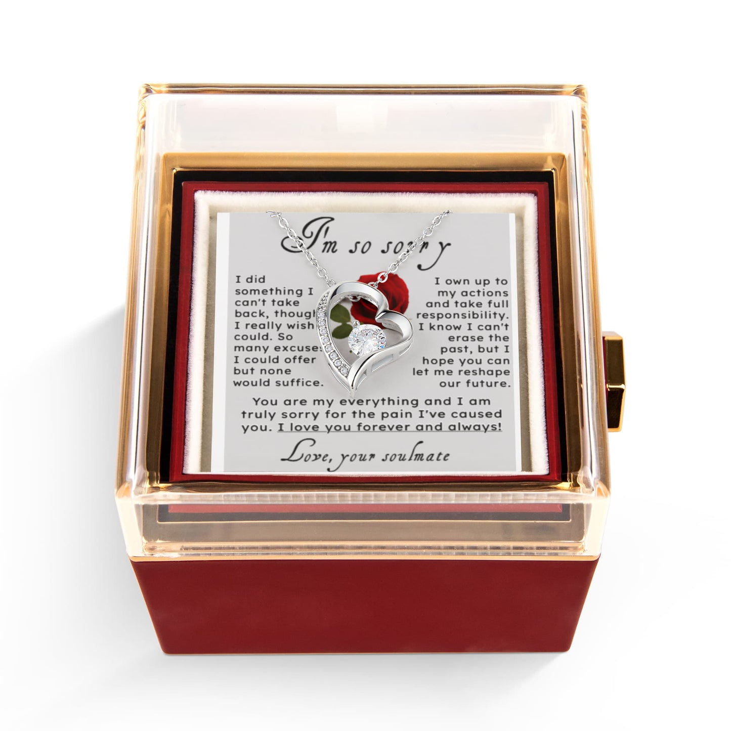 I'm So Sorry.. Heart Necklace in Rose Box