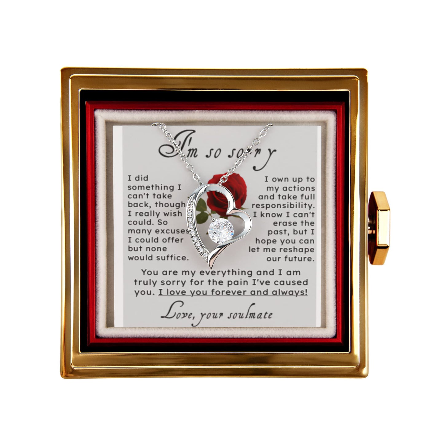 I'm So Sorry.. Heart Necklace in Rose Box