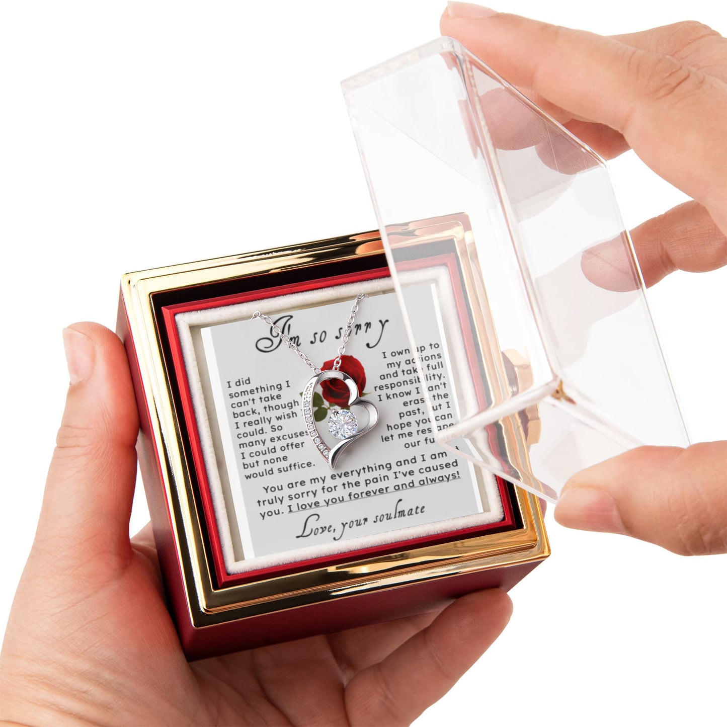 I'm So Sorry.. Heart Necklace in Rose Box