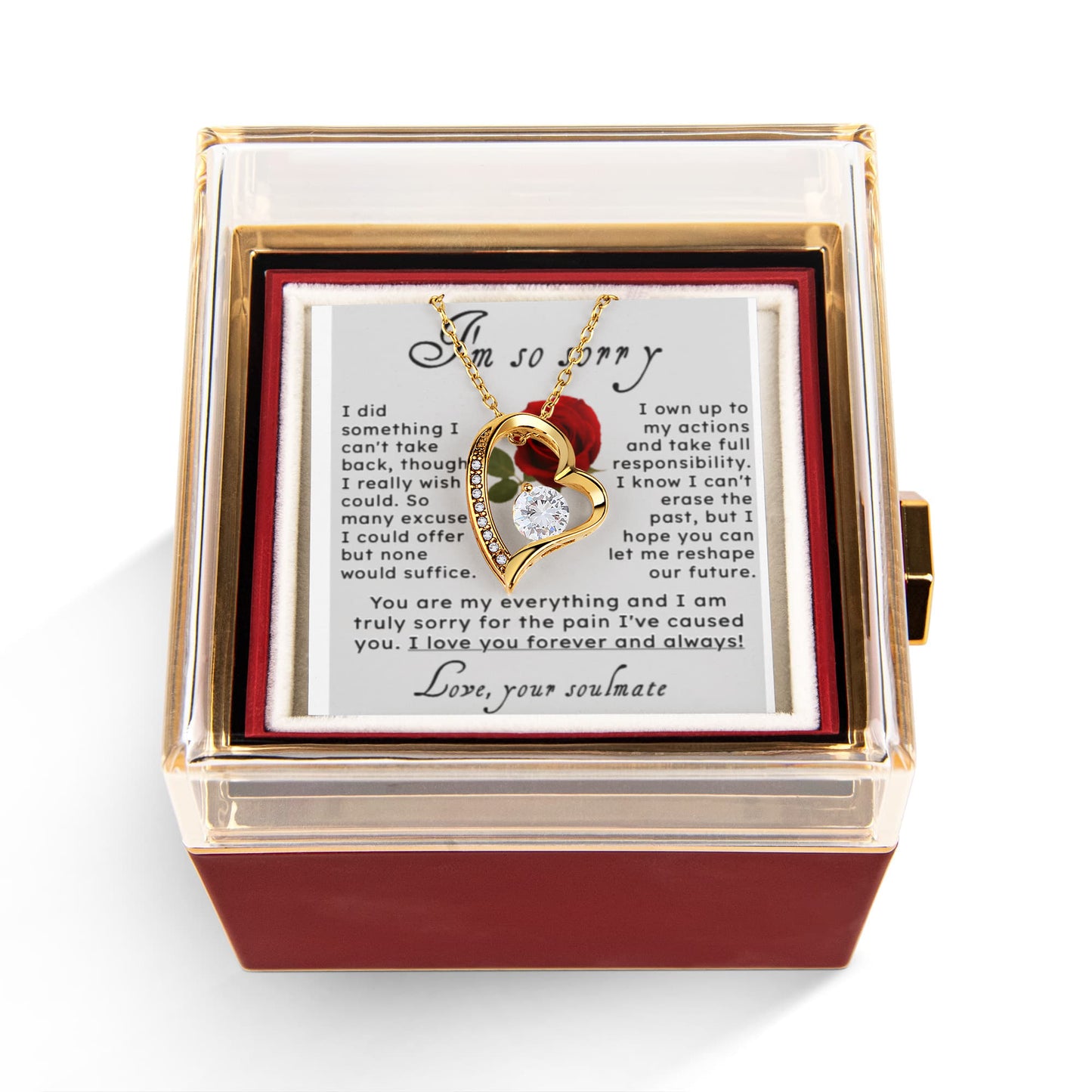 I'm So Sorry.. Heart Necklace in Rose Box