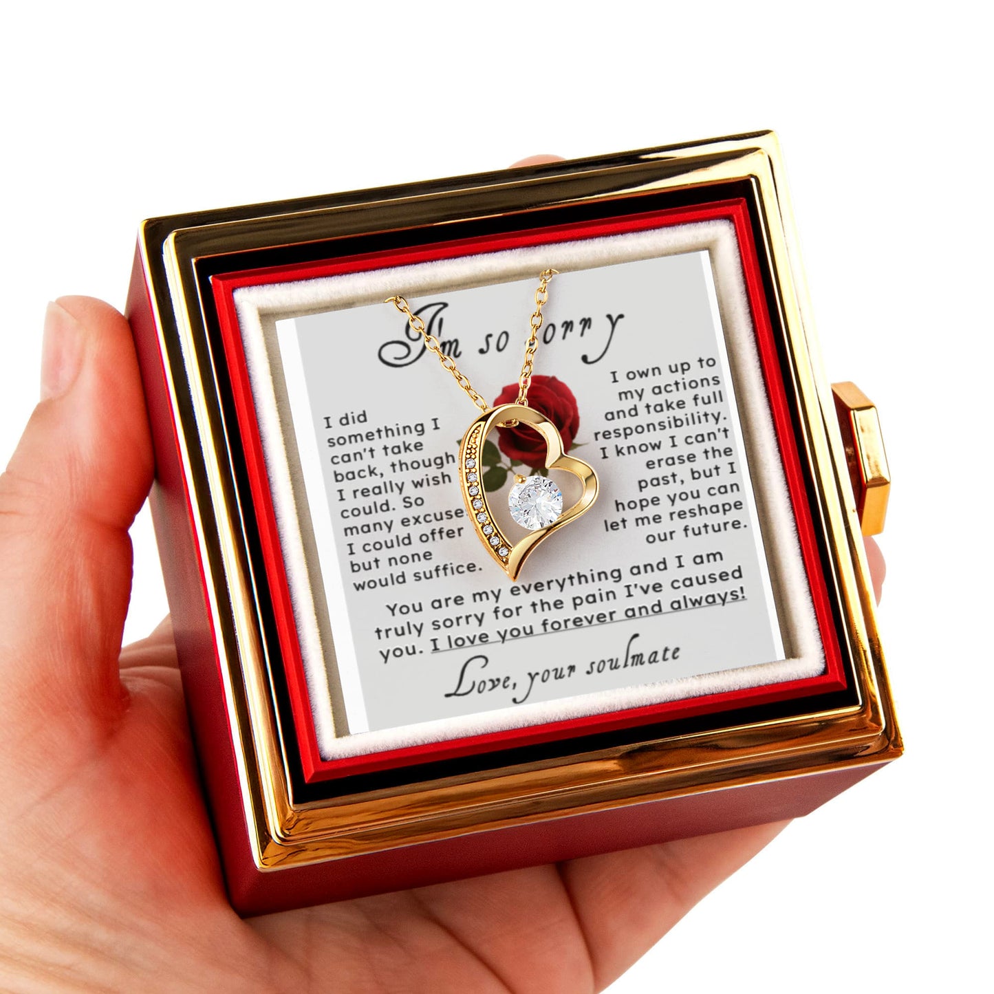 I'm So Sorry.. Heart Necklace in Rose Box